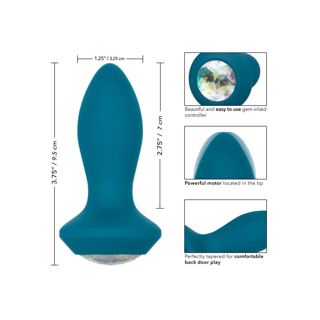 dildo vibrante in silicone ricaricabile con gioiello morbido sexy toys anal blu