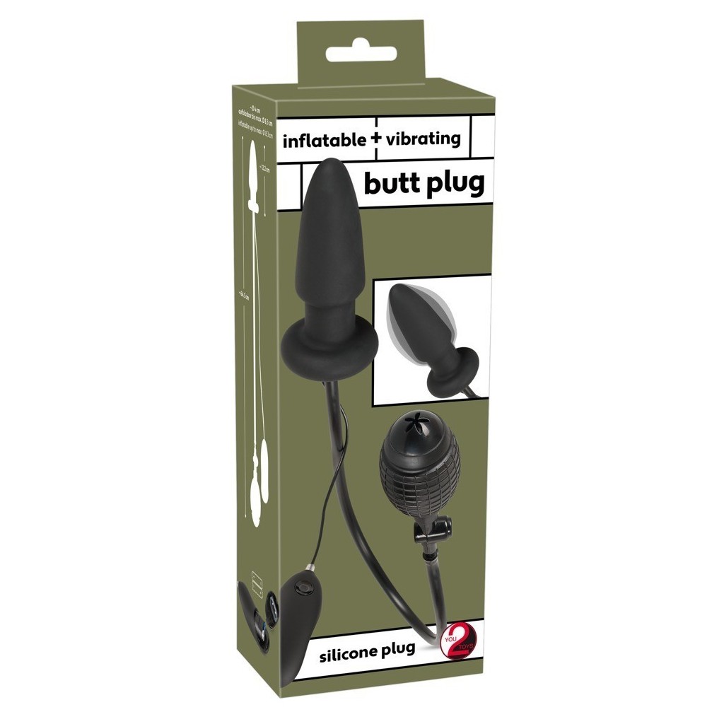 plug anale nero in silicone vibrante gonfiabile con telecomando butt black anal
