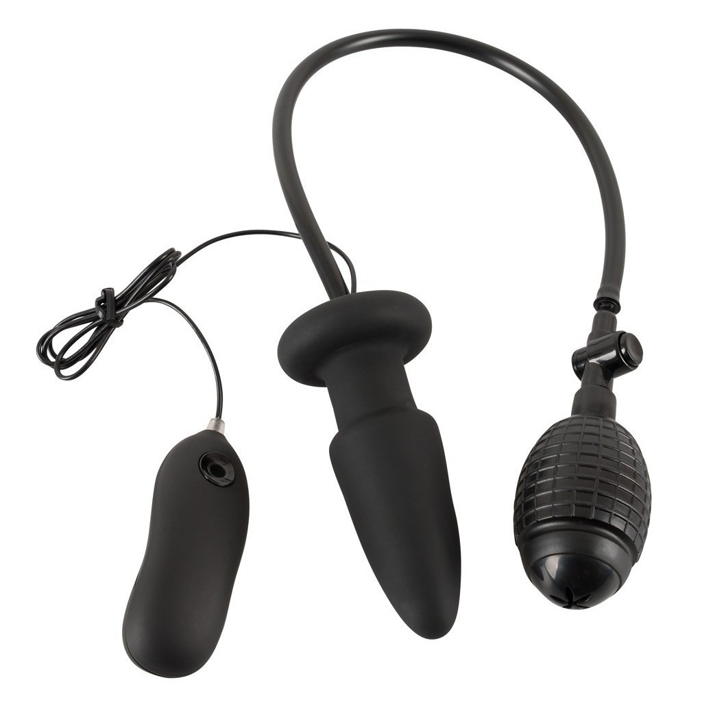 plug anale nero in silicone vibrante gonfiabile con telecomando butt black anal