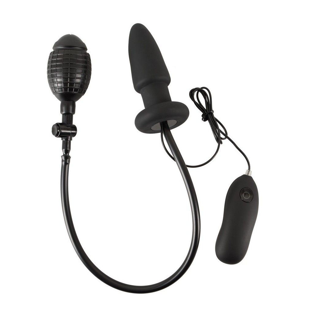 plug anale nero in silicone vibrante gonfiabile con telecomando butt black anal