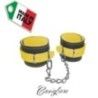 Cavigliere BDSM con catena vera pelle giallo Cavigliere BDSM con catena vera pelle giallo