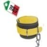 Cavigliere BDSM con catena vera pelle giallo Cavigliere BDSM con catena vera pelle giallo