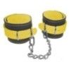 Cavigliere BDSM con catena vera pelle giallo Cavigliere BDSM con catena vera pelle giallo