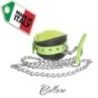Collare e guinzaglio vera pelle nero verde Collare e guinzaglio vera pelle nero verde