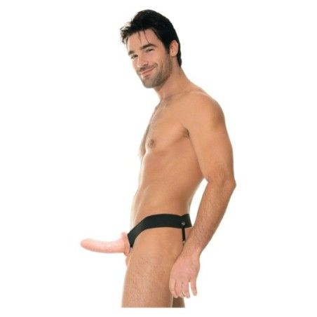 Cintura strapon fallo cavo pelle chiara 15 cm