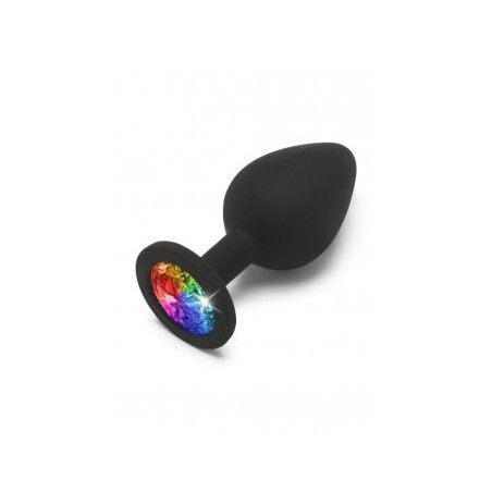 Plug anale medium in silicone nero arcobaleno