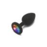 Plug anale S silicone nero pietra arcobaleno Plug anale S silicone nero pietra arcobaleno