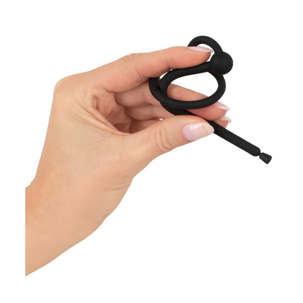 Penis plug anello fallico con blocca sperma in silicone nero