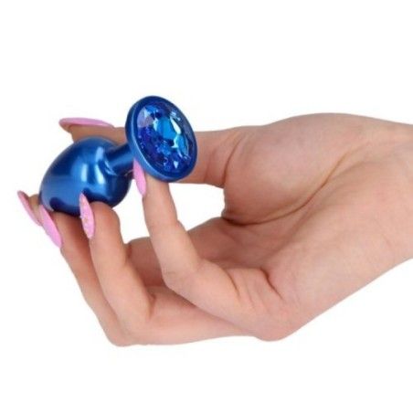 Plug anale satinato blu Pleasure Night 7 cm