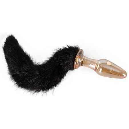 Plug anale in vetro con coda nera
