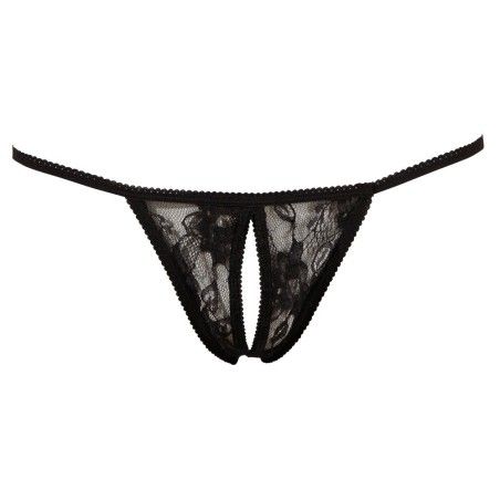 Tanga apertura intima String pizzo nero
