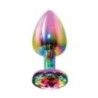 Plug anale in metallo con pietra arcobaleno M