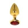 Plug anale metallo dorato L gioiello rosso Plug anale metallo dorato L gioiello rosso