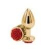 Plug anale medium in metallo rosa rossa Plug anale medium in metallo rosa rossa
