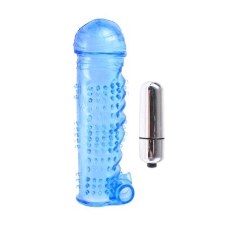 Guaina pene vibrante Textured Sleeve blu