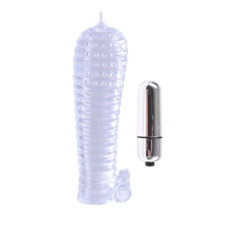Guaina pene vibrante Textured trasparente