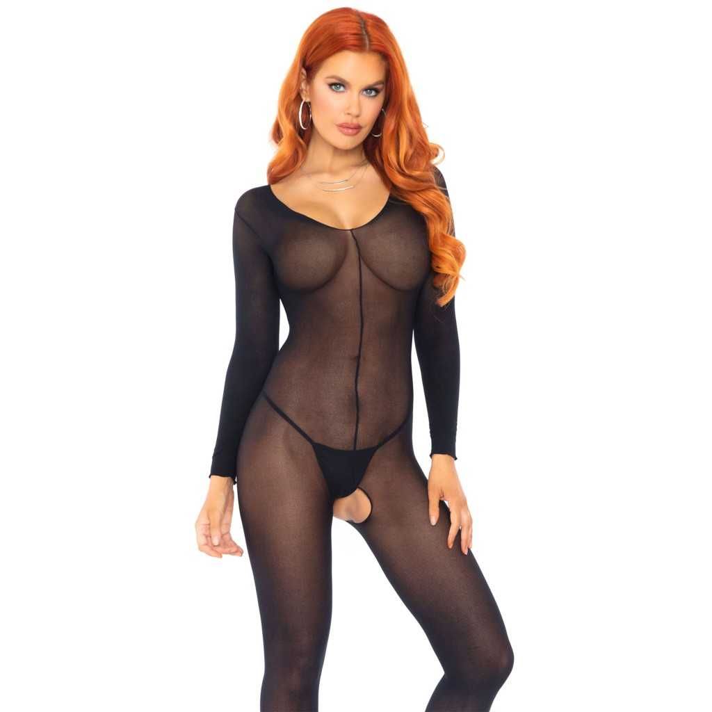 Tuta sleeves long black leg avenue