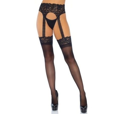 Collant sexy con Reggicalze neri opachi