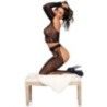 Completo sexy top e tanga calze pizzo nero Completo sexy top e tanga calze pizzo nero
