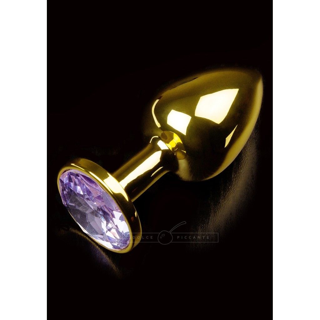 Plug anale fallo in Accaio dildo con diamante Jewellery Gold Viola Plug anale fallo in Accaio dildo con diamante Jewellery Gold Viola