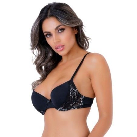 Reggiseno Push-up pizzo floreale nero