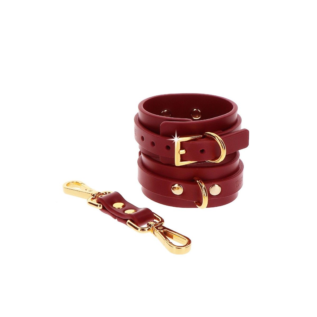 Manette BDSM rosse con dettagli dorati