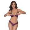 Completo di reggiseno e slip in pizzo viola