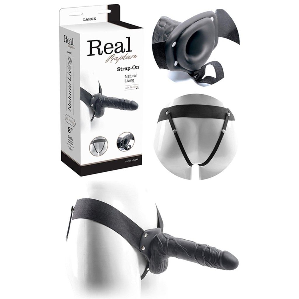 Fallo dildo indossabile strap on cavo Con testicoli Real Rapture 8 Black Fallo dildo indossabile strap on cavo Con testicoli Real Rapture 8 Black
