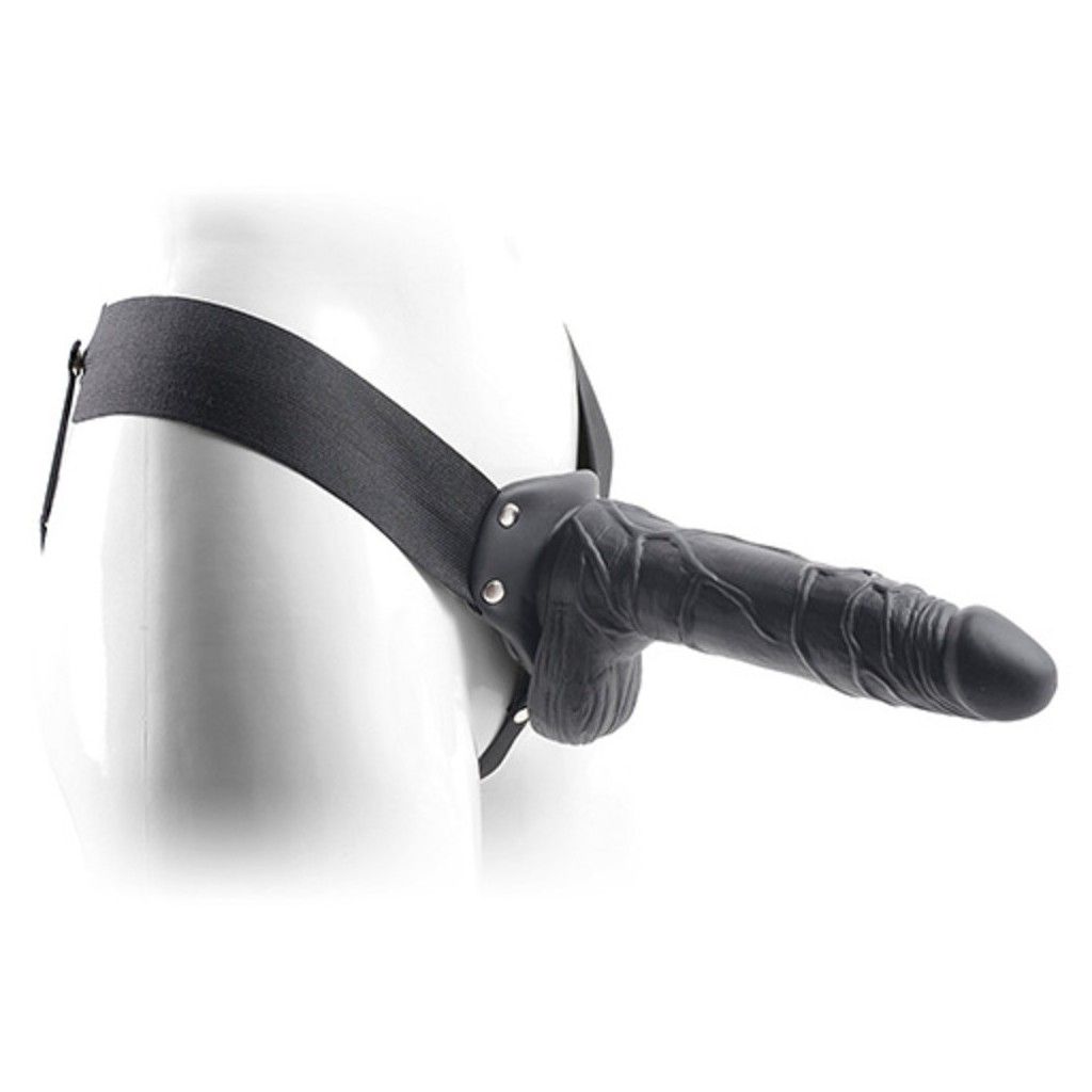 Fallo dildo indossabile strap on cavo Con testicoli Real Rapture 8 Black Fallo dildo indossabile strap on cavo Con testicoli Real Rapture 8 Black