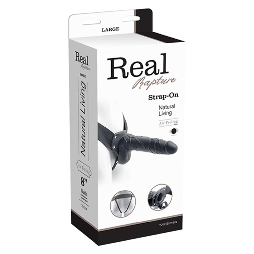 Vibratore Fallo vibrante dildo indossabile strap on cavo Con testicoli Real Rapture 8 Black