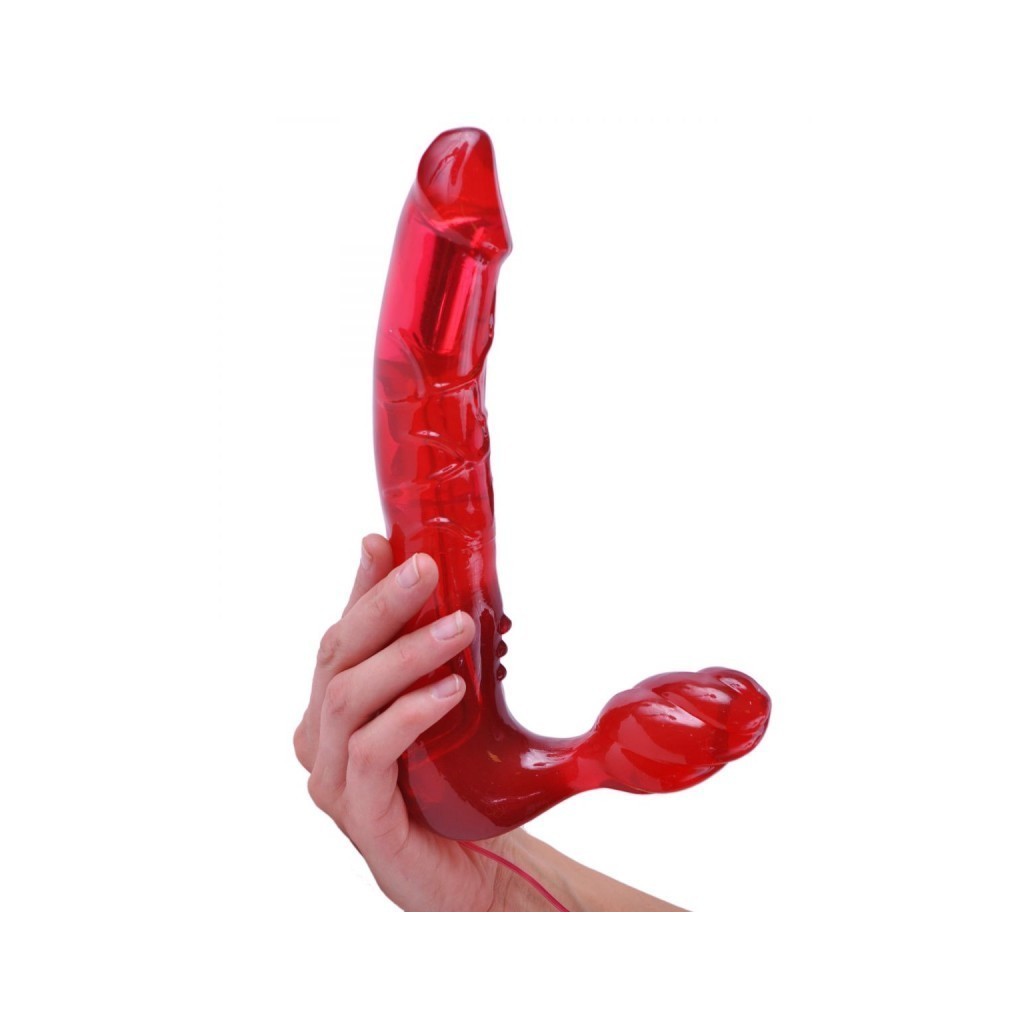 Vibratore dildo doppio indossabile per donna senza imbragatura straples red