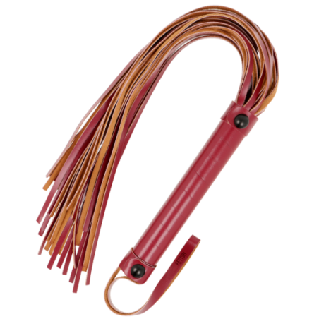 Frusta flogger pelle vegana rossa/gialla 28cm