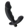 Vibratore doppio dildo realistico con stimolatore clitoride in silicone nero Vibratore doppio dildo realistico con stimolatore clitoride in silicone nero