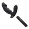 Vibratore doppio dildo realistico con stimolatore clitoride in silicone nero Vibratore doppio dildo realistico con stimolatore clitoride in silicone nero