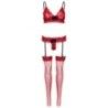 Completo intimo 3 pz pizzo floreale rosso Completo intimo 3 pz pizzo floreale rosso