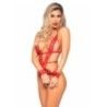 Body con polsiere in pizzo rosso Body con polsiere in pizzo rosso