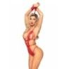 Body con polsiere in pizzo rosso Body con polsiere in pizzo rosso