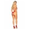 Body con polsiere in pizzo rosso Body con polsiere in pizzo rosso