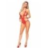 Body con polsiere in pizzo rosso Body con polsiere in pizzo rosso
