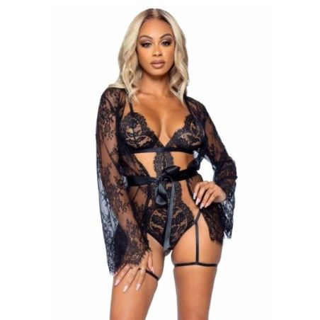 Completo sexy pizzo 3 pz nero