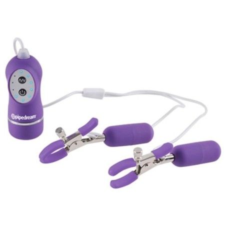 Pinze capezzoli vibranti + telecomando viola