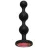 Plug anale nero con sfere e pietra rosa 10 cm Plug anale nero con sfere e pietra rosa 10 cm