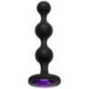 Plug anale nero con sfere e pietra viola 10cm Plug anale nero con sfere e pietra viola 10cm
