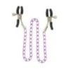 Pinze per capezzoli con catenella viola 50 cm