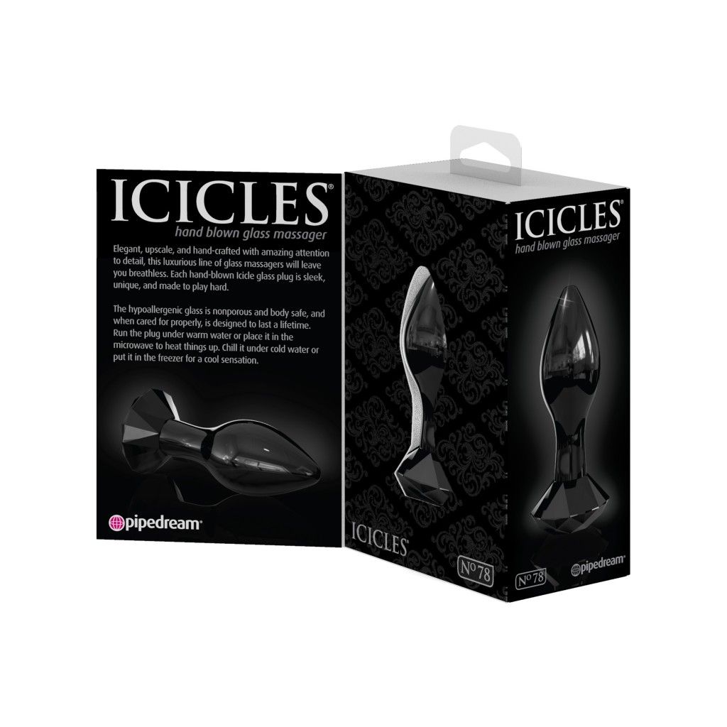 Fallo anale anal plug in vetro dildo nero icicles 78