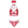 Completo sexy 3 pz pizzo rosso con mascherina Completo sexy 3 pz pizzo rosso con mascherina