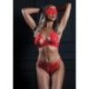 Completo sexy 3 pz pizzo rosso con mascherina Completo sexy 3 pz pizzo rosso con mascherina