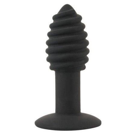 Plug anale vibrante scanalato nero