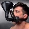 Maschera BDSM con imbuto per pissing nera Maschera BDSM con imbuto per pissing nera