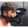 Maschera BDSM con imbuto per pissing nera Maschera BDSM con imbuto per pissing nera